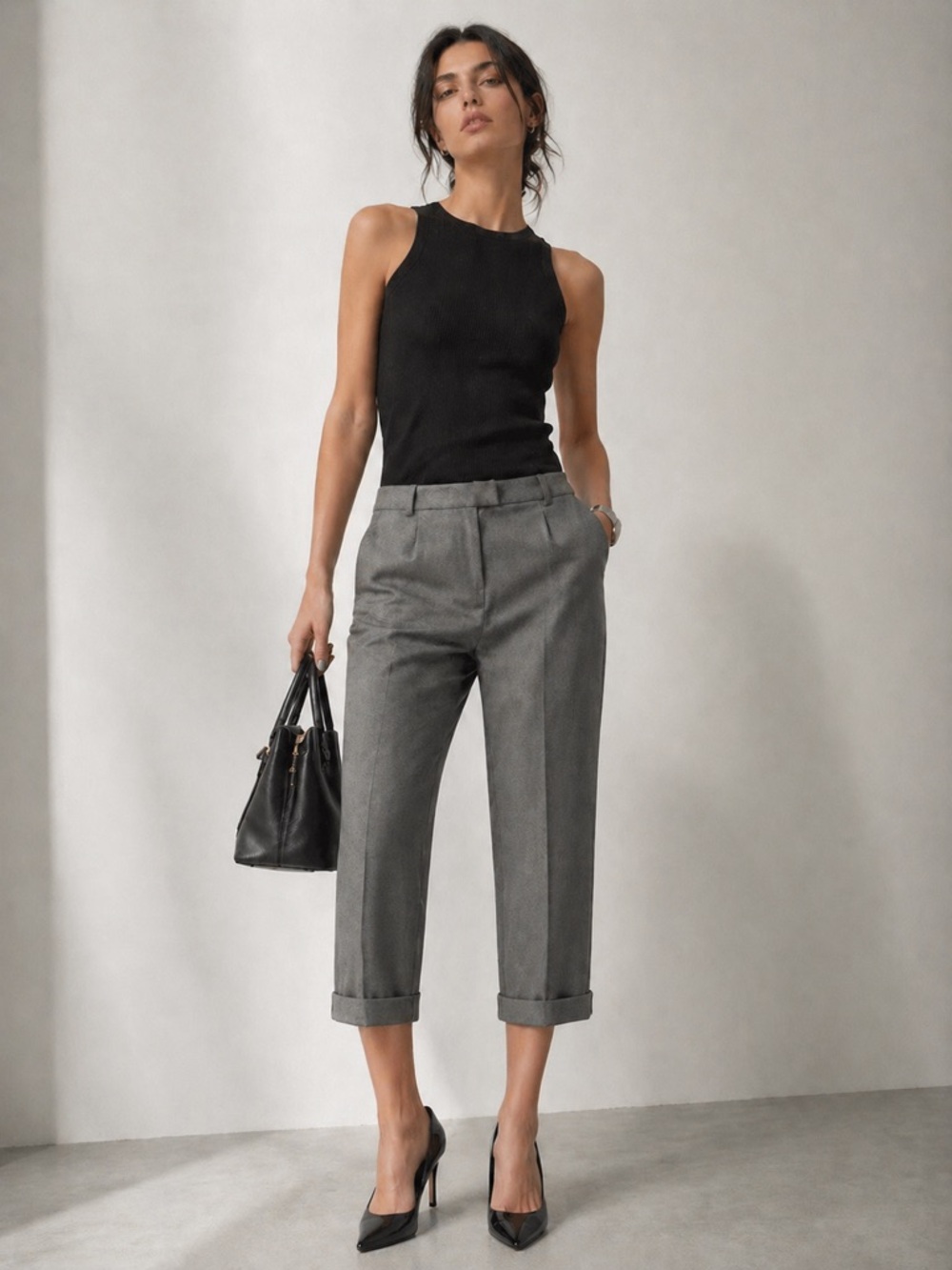 Banana Republic Gray Tailored Cropped Casual Trousers